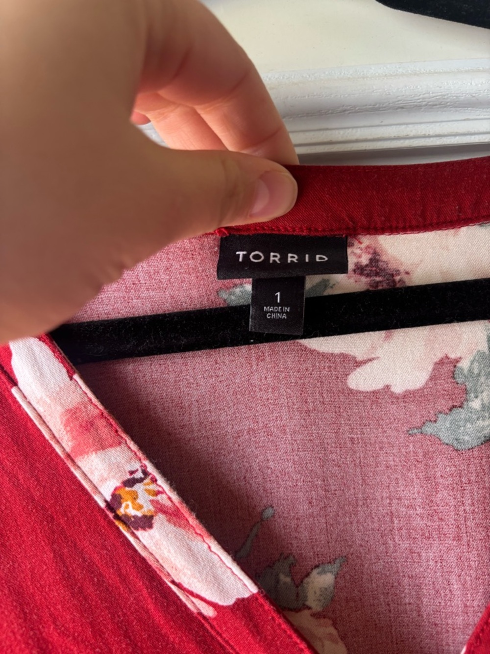 Torrid Red Floral V-Neck Dress with Pink Accents - Picture 2 of 3